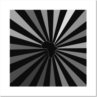 silver black stripes towards Africa map Posters and Art